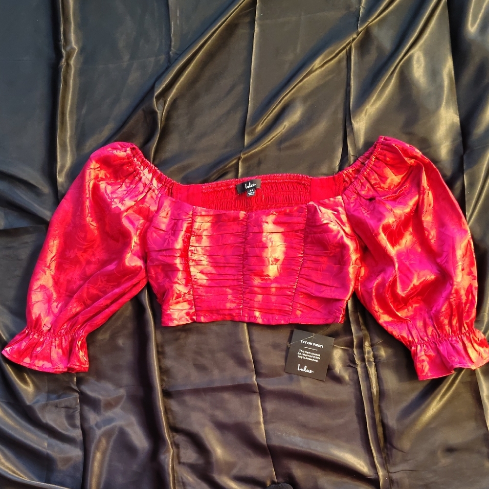 Lulu's Red Off The Shoulder Crop Top